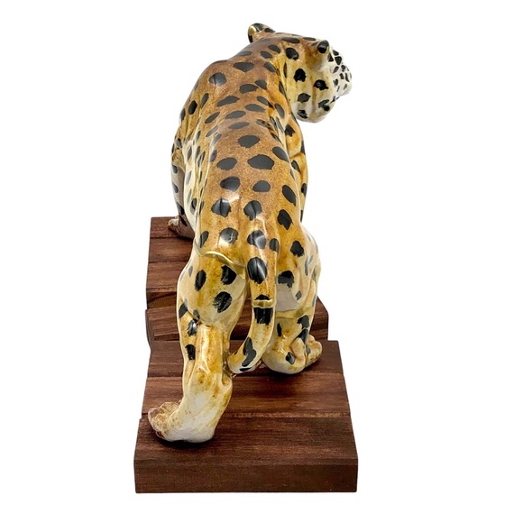 Kintsugi Italian Pottery Cheetah Statuette Majolica Gold Crack Art Gift Italy - Picture 12 of 16